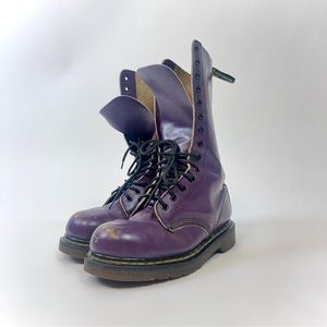 RARE Vintage Dr Martens 1995 Purple Boots 14 Eye Fold Over Doc Martens